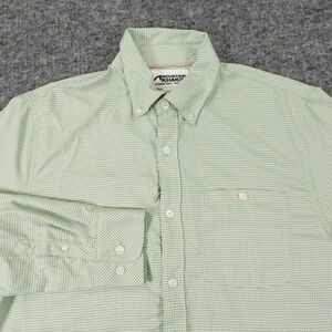 Mountian‎ Khakis Shirt Mens Medium Green Check Polyester Lightweight Outdoors